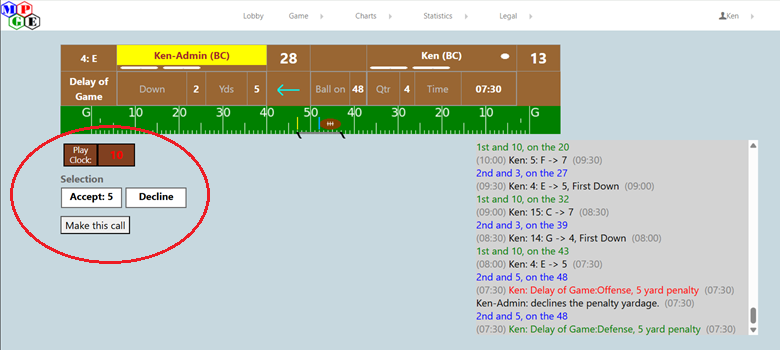 Image showing 5 yard penalty
