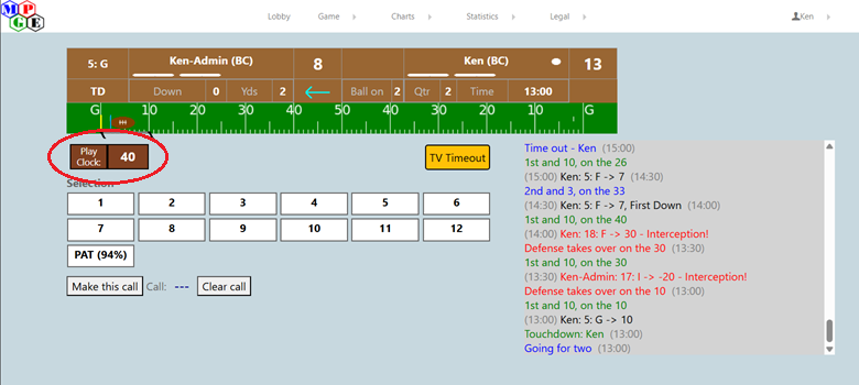 Image with play clock circled