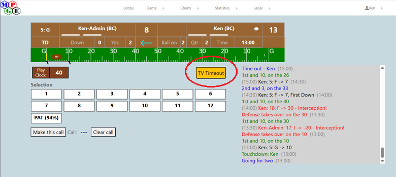 Image with TV Timeout button circled